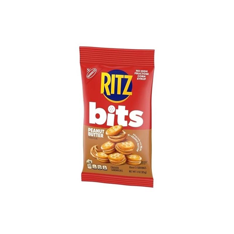 RITZ Bits Peanut Butter Sandwich Crackers 12 Pack 3 Ounce
