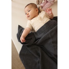 Little Dedi Baby Soft Knitted Blanket - Soft & Breathable - Oeko-Tex Certified - Lightweight & Cuddly - Perfect for Newborns, Toddlers, Cot, Pram & Baby Room (Graphite)