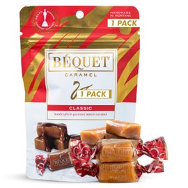 Bequet Caramel Classic Handcrafted Gourmet Butter Caramel Candy 3.6oz 1 pack - Gluten Free, Smooth, Chewy Candy Melts Individually wrapped Candy - Ideal for Party Bags - Smooth Caramel Candy Soft, Sweet Individually Wrapped Caramel Candy Snack for Adults and Kids