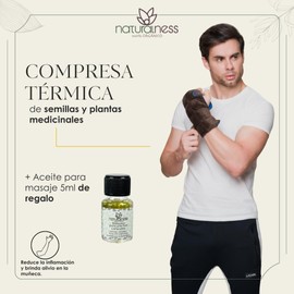 Naturalness - Compresa De Semillas Para Molestias En La Muñeca Color Café - Incluye Aceite Para Masaje de 5ml (Muestra gratis)