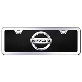 Au-TOMOTIVE GOLD Logo Acrylic License Plate Kit for Nissan (Black on Black)