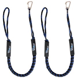 MALZE-NEWSEED Bungee Dock Lines for Boat, 5 Feet Shock Absorb Dock Tie Premium Mooring Ropes with 316 Stainless Steel Clip for Boat Pontoon Fender, PWC, Jet ski, Kayak, Power Boat, 2 PCS (Black&Blue)