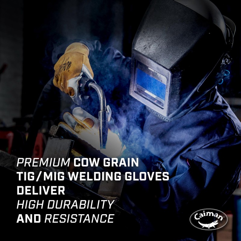 Caiman Genuine Top Cow Grain Leather Velcro� RevolutionTM Gloves (Large/Yellow)