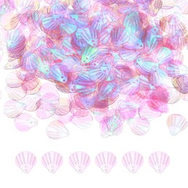 sourcing map 50 Gram Loose Sequins 13 MM Seashell Sequins and Spangles with 2 Holes for Earrings Clothing Accessories Embroidery Sewing DIY Art Crafts Supplies, Fantasy Transparent Purple