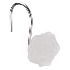 SIMPLE CLEVER HOMES 365 Rose Shower Curtain Hooks, Glow in The Dark, Pretty Floral Themed Elegant Bathroom Decor, White