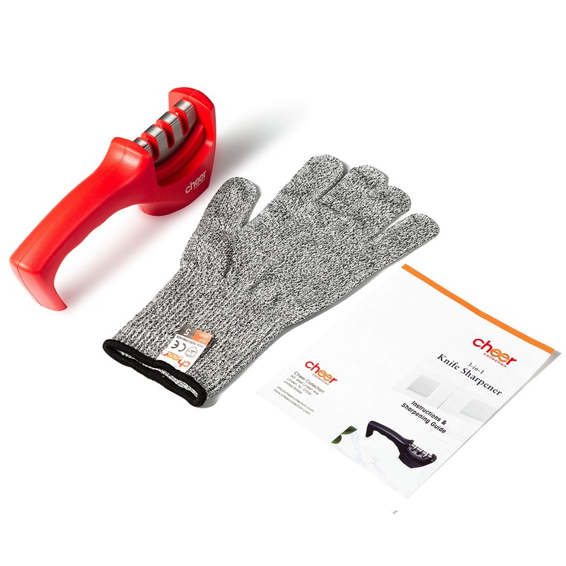 Cheer Collection 3-in-1 Knife Sharpener, Professional Blade Sharpening System for