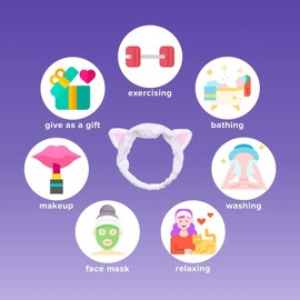 I DEW CARE Face Wash Headband - White Cat | Animal Head band for Face Washing & Skincare, Soft & Fuzzy, Cute for Makeup, Shower, Teen Girls Stuff, Kitty Cat Ear Hair Band, Gift (1 Count)