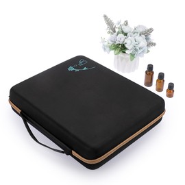 Hipiwe 120 Bottle EVA Essential Oil Storage Carrying Case Organizer Holder with Foam Insert, Traveling Bag, Holds 5ml 10ml 15ml Oils, Black + Brown