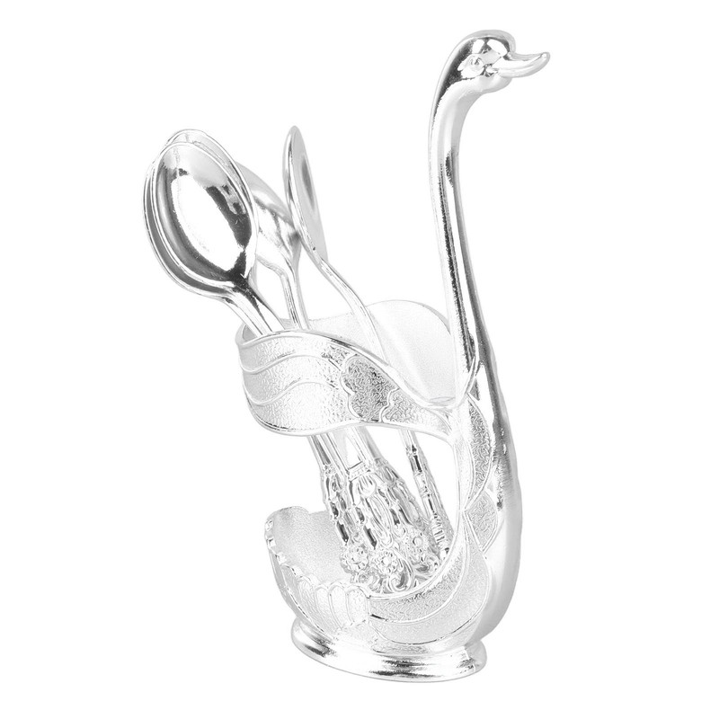 Coffee Spoon Holder Elegant Swan Shaped Alloy Mirror Polish Rich