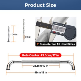 18 Inch Grab Bars for Shower, Stainless Steel Safety Handicap Grab Bars for Bathroom, Anti-Slip Shower Handle, Wall Mounted (2 Pack, Polished Nickel)