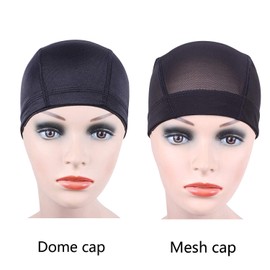 2 pcs/lot Black Mesh Cap for Wig Making Mesh Dome Wig Cap Stretchable Hairnets with Wide Elastic Band (M)