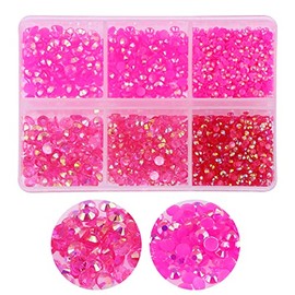 3000pcs Flatback Rhinestones for Crafts,Hot Pink AB Crystals Rhinestone,Resin Flatback Rhinestones Glitter Gems Nail Diamonds Rhinestones Flatback Rhinestones for Clothes Accessories DIY