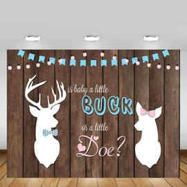 MEHOFOTO 7x5ft Buck or Doe Gender Reveal Baby Shower Photography Background Props Rustic Wood Boy or Girl Deer Backdrops Party Decoration Photo Banner for Dessert Table Supplies