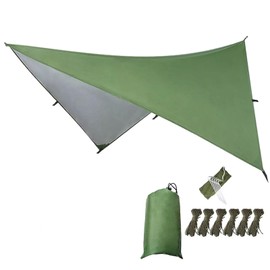 KANCOKIT Rain Fly, 10x10FT Large Size Camping Tarp, Waterproof Awnings Canopy Rain Fly Picnic Mat, Ultralight Survival Tent Tarp for Outdoors, Camping, Hiking, Picnic, Backpacking Beach Sun Shade