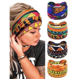 PROPOG Boho Headbands for Women Non Slip Wide Hair Bands Hair Accessories Knotted Head Bands Cloth Headband Soft Head Wraps African Bandana Workout Yoga -A