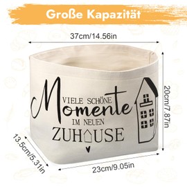 Brotkorb Stoff, Brötchenkorb, Brottasche, VIELE SCHÖNE Momente IM NEUEN ZUHAUSE Geschenk, Brotbeutel Geschenkkorb für Backwaren, Baguettes und Einweihungsgeschenke, 38 × 22 × 16 cm