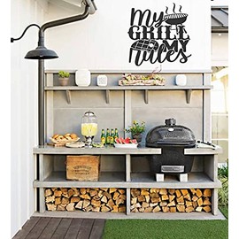 My Grill My Rules Grill Decal Grilling Sticker for Smoker Cooking Grill Vinyl Wall Decal BBQ Food Grill Menu Bar Stickers Mural (6"W x 7.31"H inches, White)