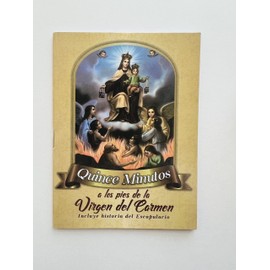 "Quince Minutos a los pies de la Virgen del Carmen Incluye Historia del Escapulario" Libro de Rezo y Rosario de Madera Hecho a Mano