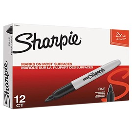 Sharpie 33001 Super Permanent Markers Fine Point Black Dozen