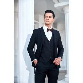 HISDERN Bow Tie Pre-Tied Men's Bow Tie with Pocket Square Set Plain Bow Tie Suit for Tuxedo Wedding, A2 brown