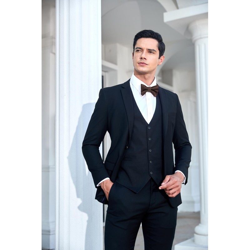 HISDERN Bow Tie Pre-Tied Men's Bow Tie with Pocket Square