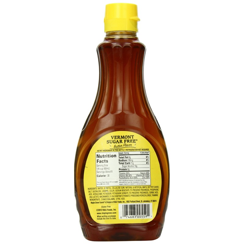 Maple Grove Farms Sugar Free Syrup, Butter Flavor, 12 Ounce