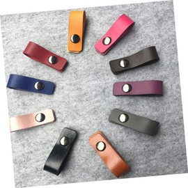 KONTONTY 10pcs Microfiber Leather Cord Organizer Earphone Cable Winder for Tidy Desktop Management Mixed Colors