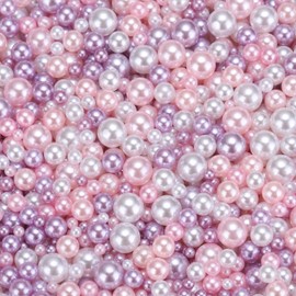 uxcell 800Pcs Faux Pearl for Crafting, 3-8mm No Hole ABS Round Pearls for Vase Fillers, Jewelry Making, Vase Filler, Cosmetic Boxes, DIY Parts, Table Scatter, Pink Purple White