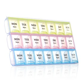 7-Day Pill Organizer with 3 Compartments per Day - 21 Compartments Pill Case, Morning Noon Night Medication Planner - Portable Weekly Pill Box for Travel & Daily Use