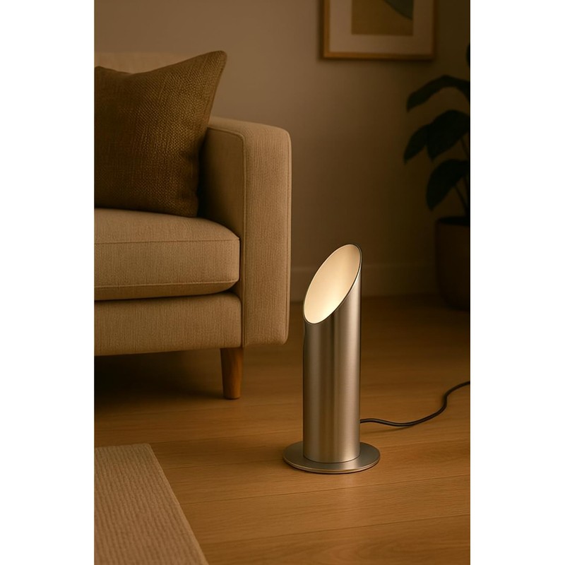 illucio Decorative Indoor Ambient Table/Floor GU10 Uplighter Lamp (Brushed Steel,