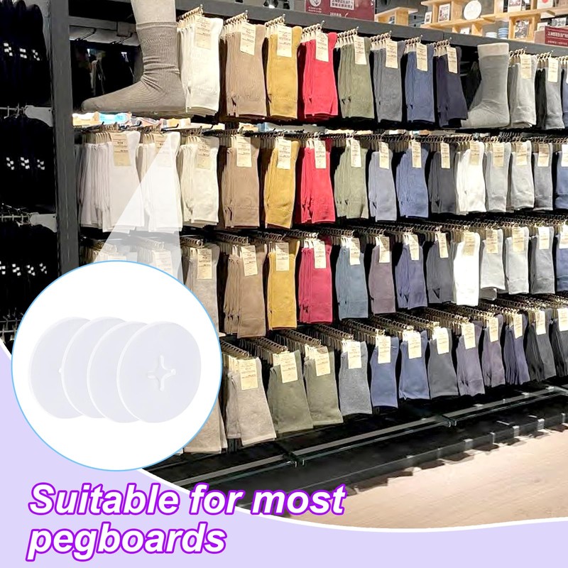 Koceci 200 PCS Peg Hook Stoppers, White Pegboard Locks for