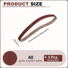 HARFINGTON 1 x 30 Inch Sanding Belts, 3 Pcs 40 Grits Aluminum Oxide Abrasive Belt Sander File Belt for Woodworking, Metal Polishing, Knife Sharpener
