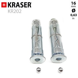 KRASER KR202 Floor or Wall Wall Anchor Bolts for Motorcycle or Bicycle, M10 x 70mm, Safety Ball Screw Kit Heavy Duty Steel Expansion Plugs, Anchor Chain or Padlock U Garage, Replacement Ø16