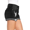 Necooer Women's Ripped Two Button Jean Shorts High Waisted Stretchy