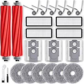 26Pcs Replacement Parts Accessories for Roborock Qrevo S Pro/QV 35A/ QV 35S Robot Vacuum Kit, 2 Main Brush, 4 Hepa Filter, 6 Mop Pads, 6 Side Brush, 6 Dust Bags, 1 Screwdriver, 1 Clean Tool