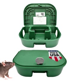 Exterminators Choice Large Rat Bait Station Box with 1 Key - Plastic, Green Heavy-Duty Weather-Resistant Outdoor Bait Station - Discreet Green Box with Lockable Holder
