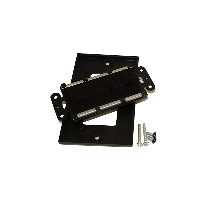 MyCableMart Wallplate: Single-Gang Decora with Brush Pass-thru, Black