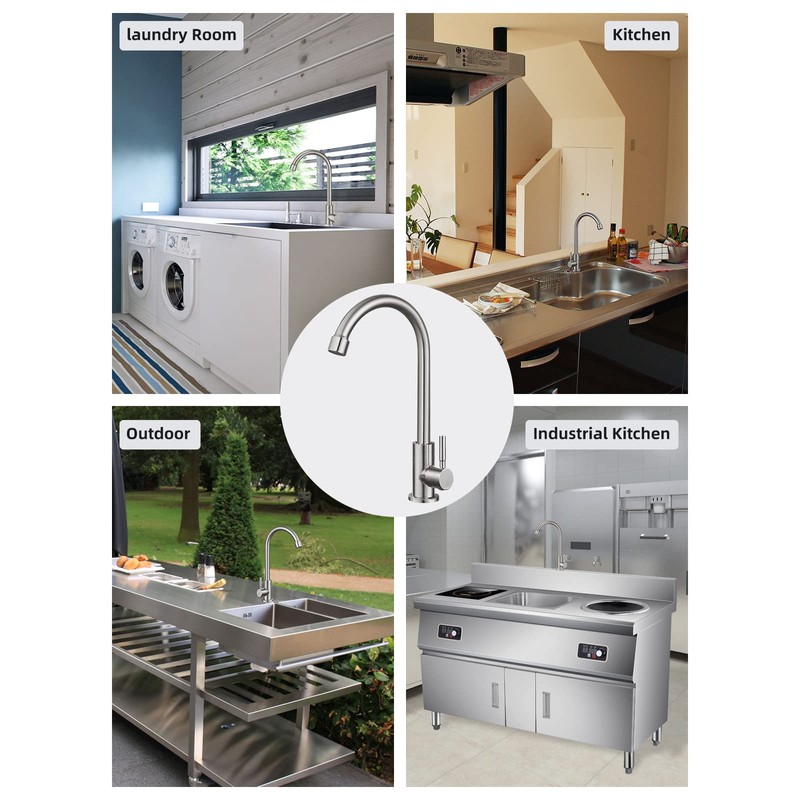 Cold Water Only Faucet SUS304 Stainless Steel Faucet for Kitchen