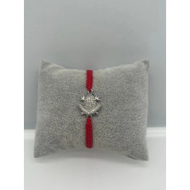 Animal Silver Plated Red String Cubic Zirconia Animal Frog Macrame Bracelet