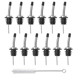 Vertedores de Botellas Vino, Boquilla para Verter Aceite de Acero Inoxidable con Tapas para Polvo de Vino, Vertidoras de Botellas Bar Accesorios Utensilios, 12 Piezas