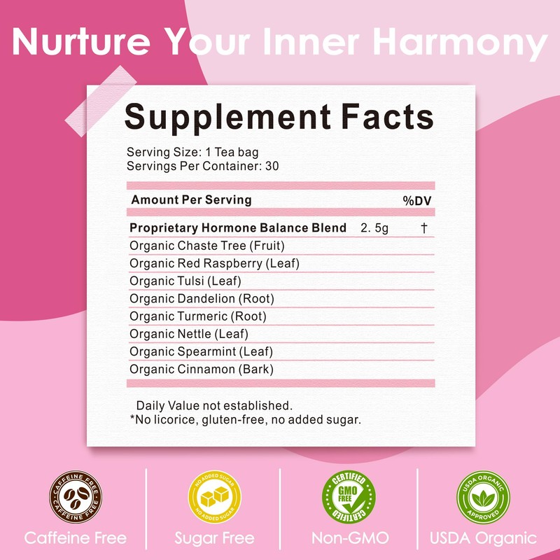 UBEEKOO Hormone Balance Tea for Women, Organic Herbal Tea with