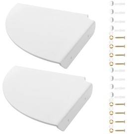 Cosmos 2 Pcs Acrylic Wall Mount Floating Corner Shelves Quarter Round Shower Shelf Hanging Corner Shelves Wall Storage Display Organizer for Bathroom Kitchen Bedroom Living Room (Solid White)