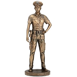 Veronese Design 11 3/8 Inch Police Woman Protect and Serve Police Officer Tribute Statue Cold Cast Resin Bronze Finish