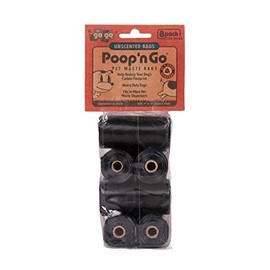 GoGo Pet Products 8-Pack Poop n Go Unscented Pet Waste Bags Refill Rolls, Black