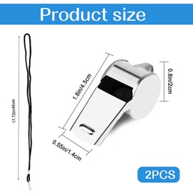 Pack of 2 referee whistle, whistle sports lessons with bands, whistle loud emergency, whistle children's stainless steel lanyard, whistle for football trainers, umbrella, emergency, dog training etc