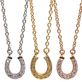 Jurice Hawaiian Jewelry Necklace, Horseshoe, Reversible 2-Way Stone, Zirconia, Hypoallergenic, Stainless Steel, Silver, Stone Stainless Steel Yellow Gold Metal, Zircon