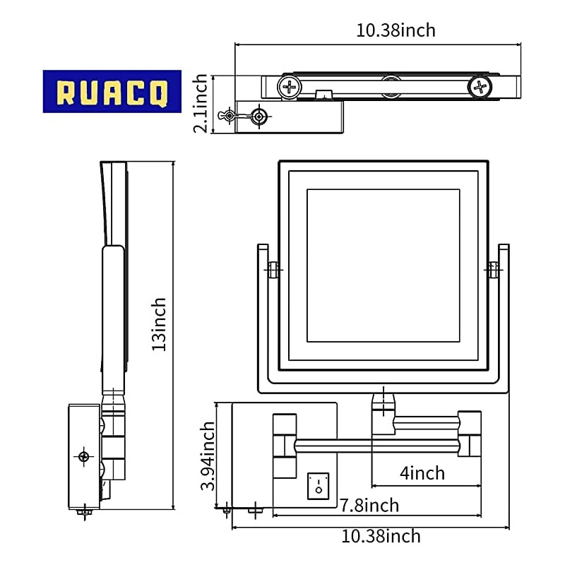 Ruacq Rechargeable Makeup Mirror Double Sided Vanity Mirror with Lights