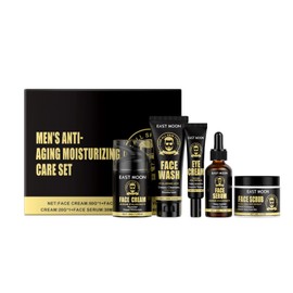 Men's Anti-Ageing Skincare Set, 5-Piece Mens Skin Care Sets & Kits, Mens Facial Kit with Face Wash, Scrub, Serum, Face Cream, Eye Cream
