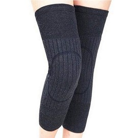 Unisex Verdicken Kaschmirwolle Kniebandage Pads Beinwärmer Lange Dehnbare Kniebandage Pad Ärmel Winter Warm Thermo Kniebandage Unterstützung Protector (Schwarz), dunkelgrau, 43cm