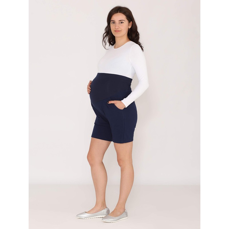 Be Mammy BE20-234 Women's Maternity Shorts, navy